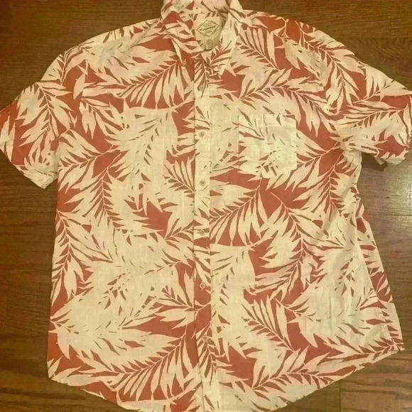St. John's Bay Leaf Palm Print Button Down Shirt Red & White Men size XXL 2XL - Picture 9 of 9